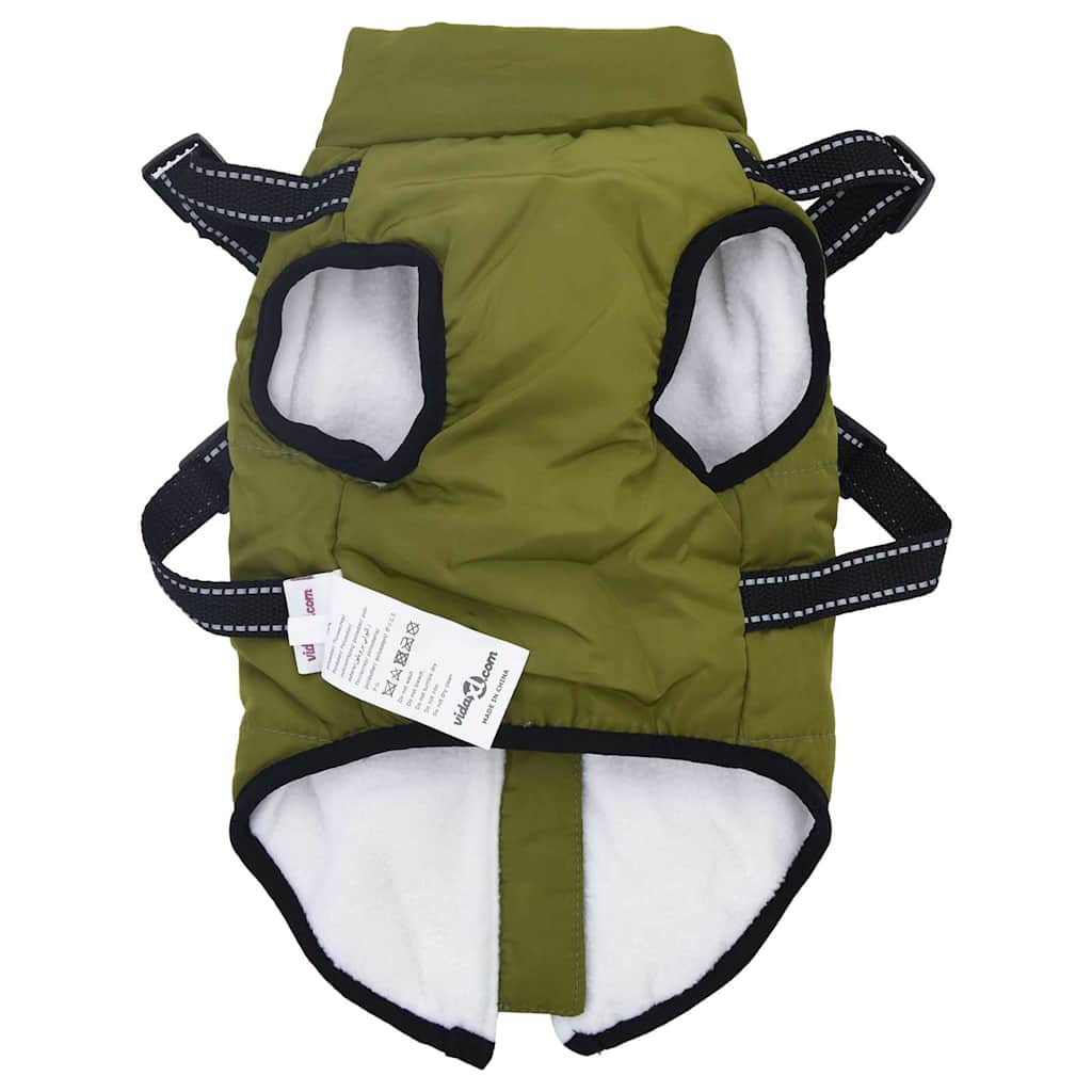 Abrigo perro arnés impermeable reflectante L40 verde militar