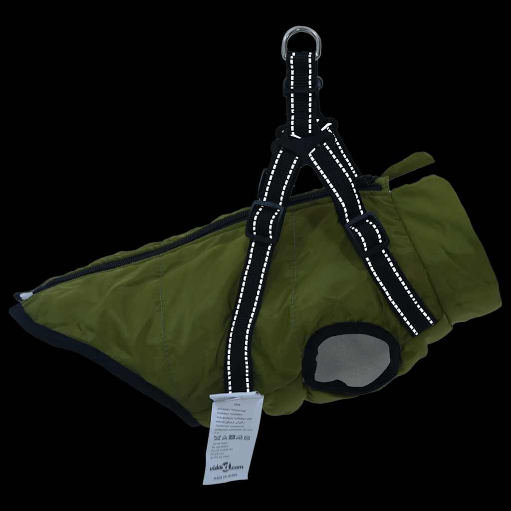 Abrigo perro arnés impermeable reflectante L40 verde militar