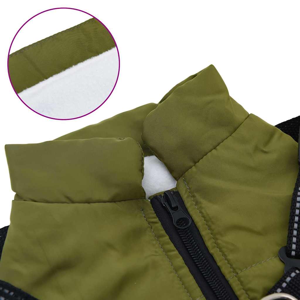 Abrigo perro arnés impermeable reflectante L40 verde militar