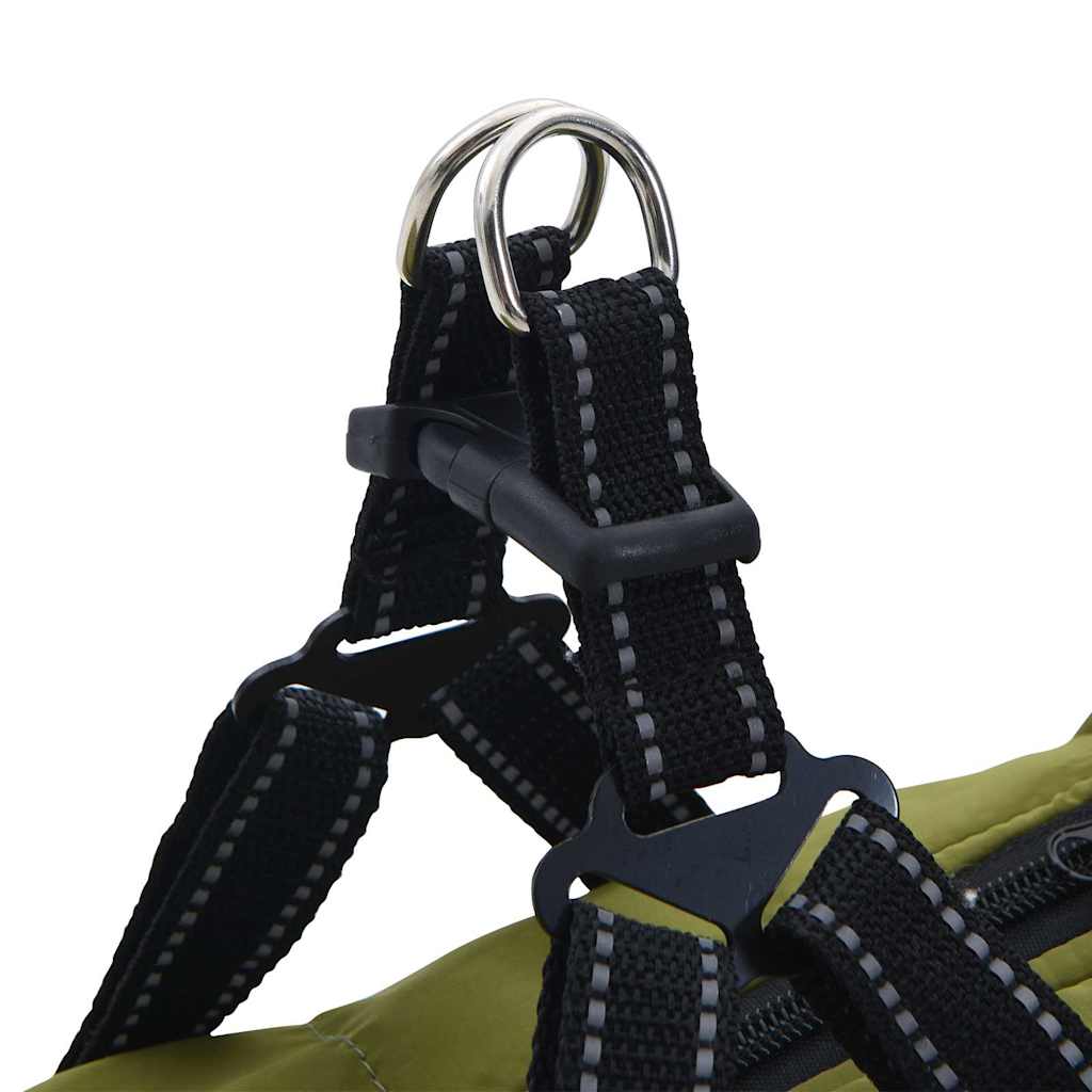 Abrigo perro arnés impermeable reflectante L40 verde militar