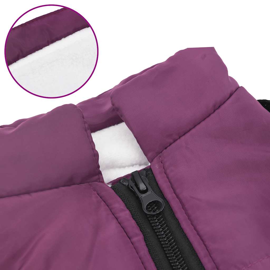 Abrigo para perro con arnés impermeable reflectante L morado