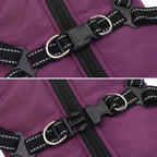 Abrigo para perro con arnés impermeable reflectante L morado