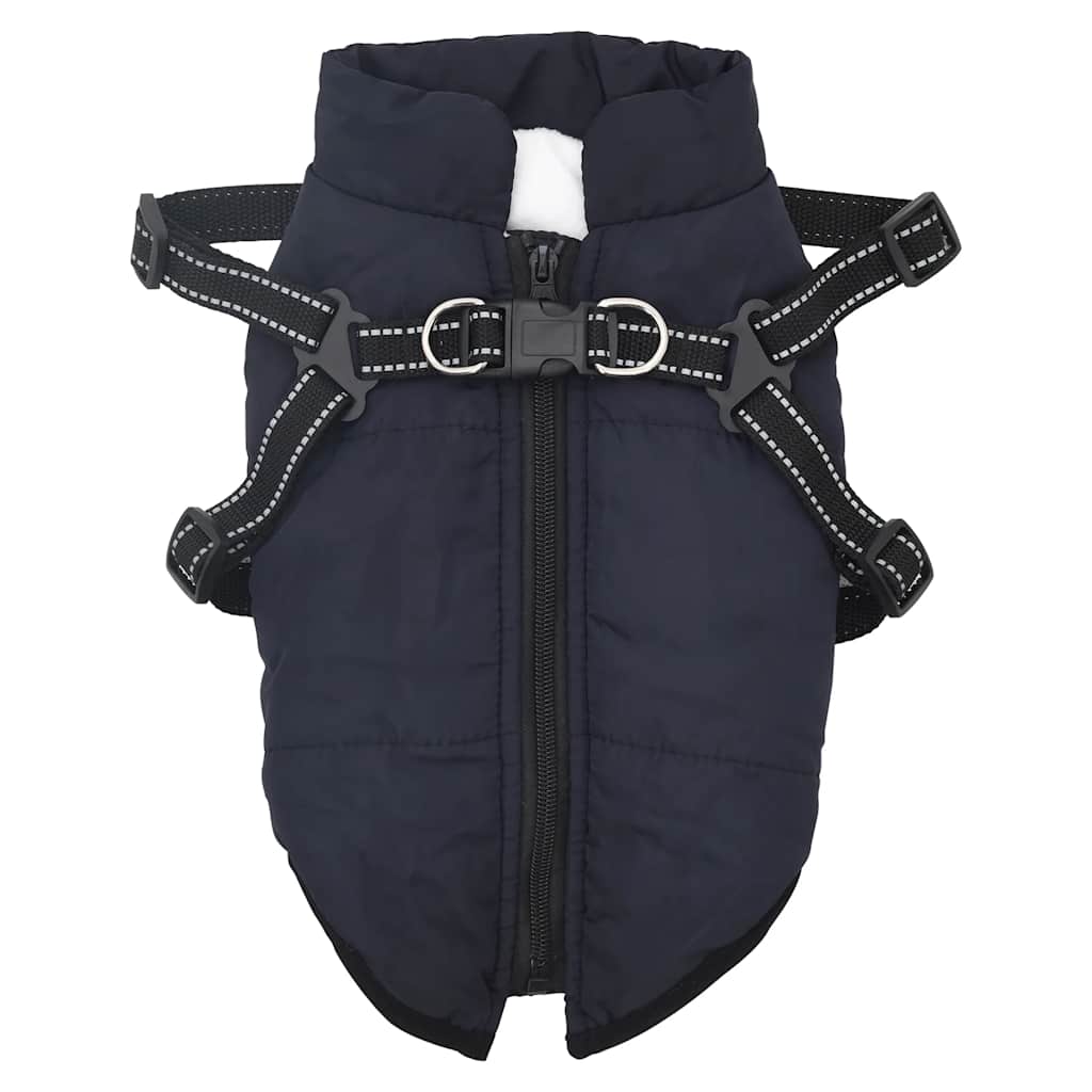 Abrigo perro con arnés impermeable reflectante L32 azul marino