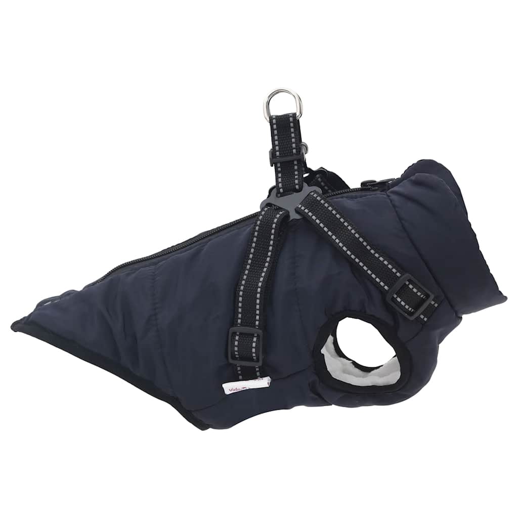 Abrigo perro con arnés impermeable reflectante L32 azul marino