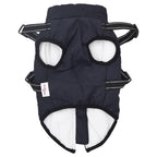Abrigo perro con arnés impermeable reflectante L32 azul marino