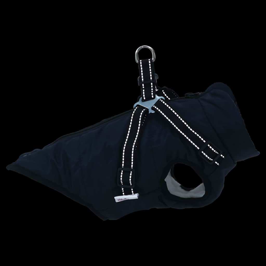 Abrigo perro con arnés impermeable reflectante L32 azul marino
