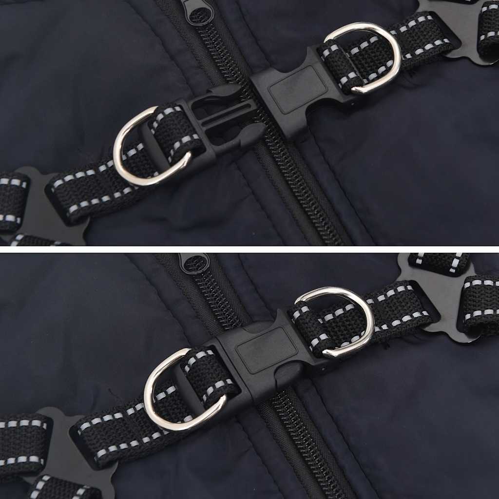 Abrigo perro con arnés impermeable reflectante L32 azul marino