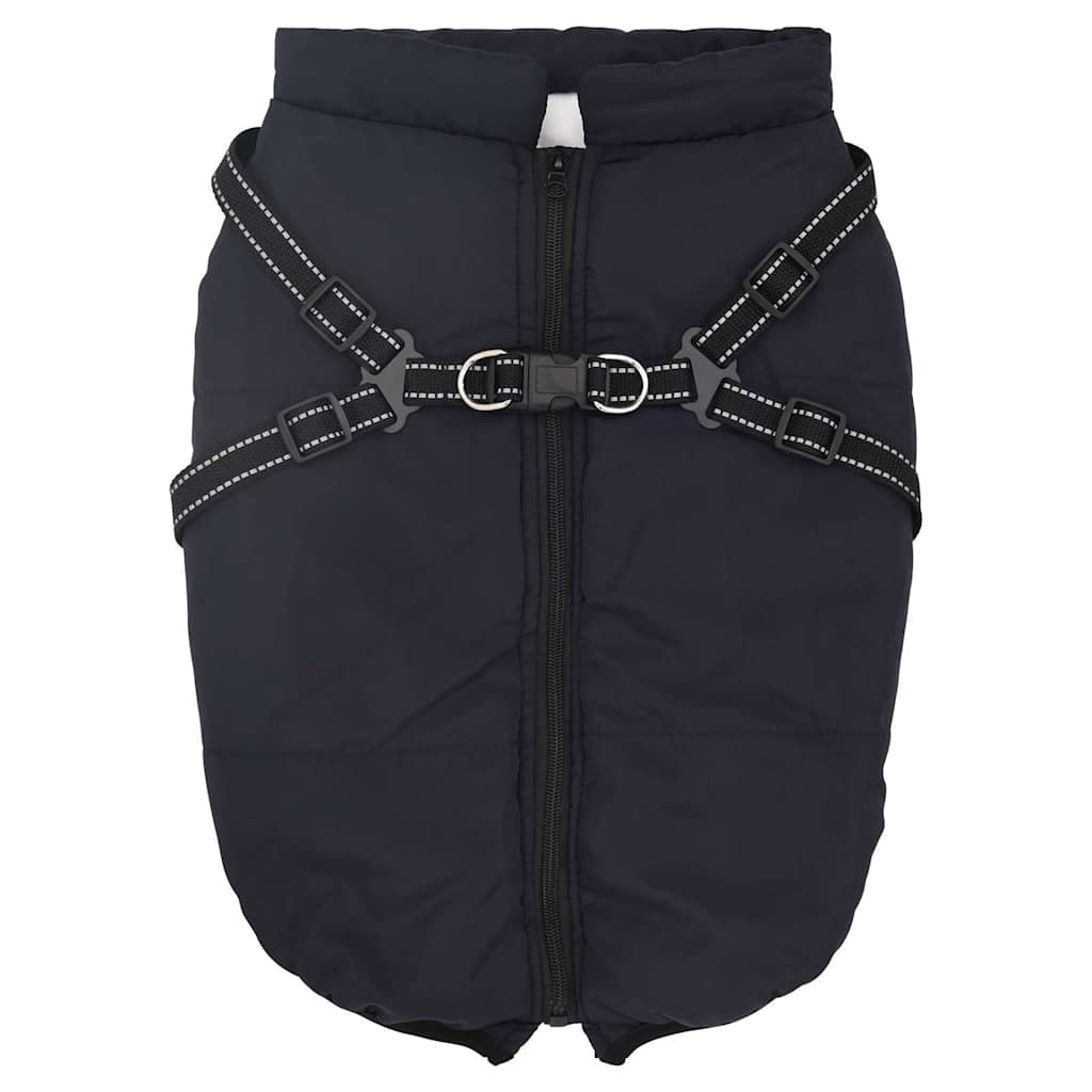 Abrigo perro con arnés impermeable reflectante L44 azul marino