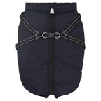 Abrigo perro con arnés impermeable reflectante L44 azul marino
