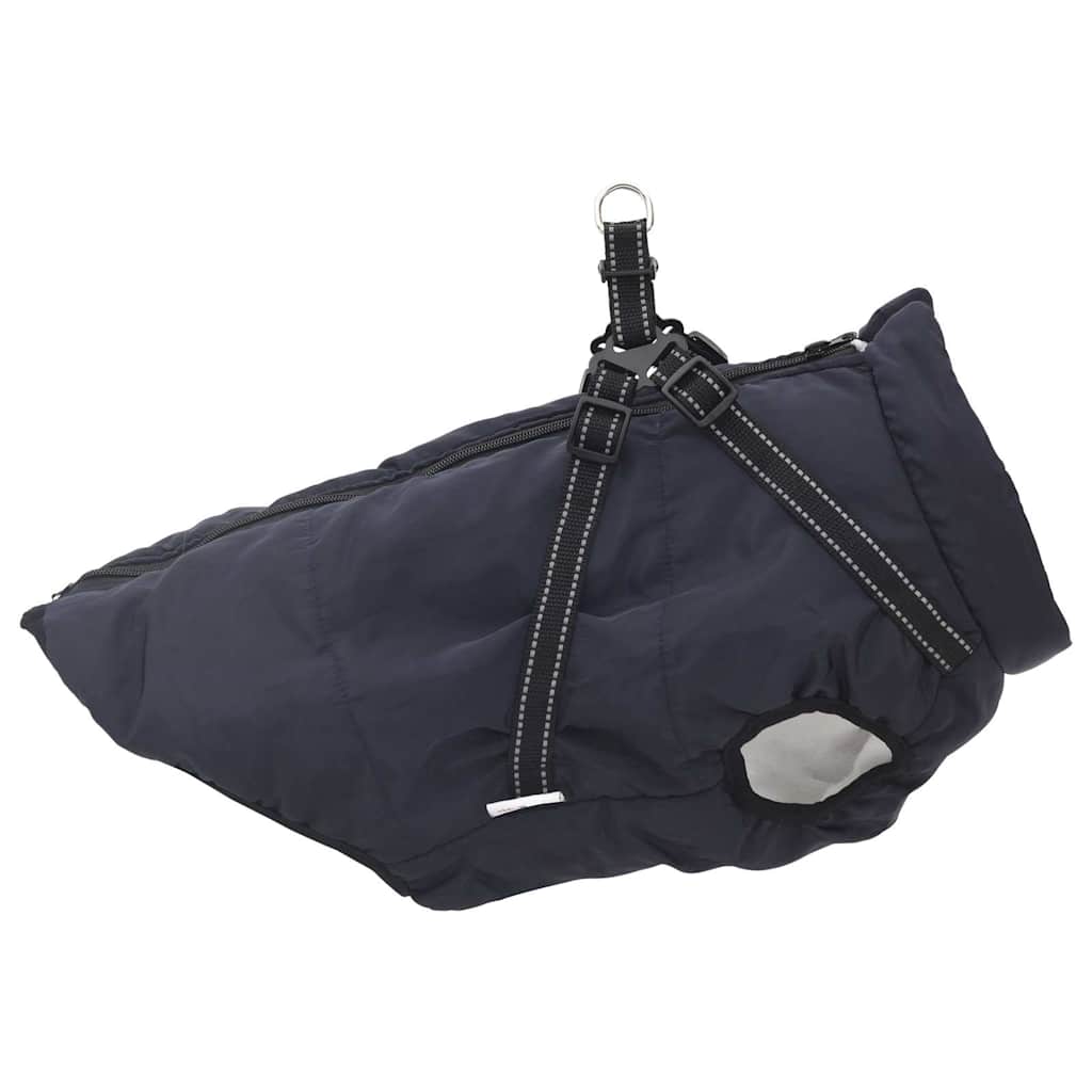 Abrigo perro con arnés impermeable reflectante L44 azul marino