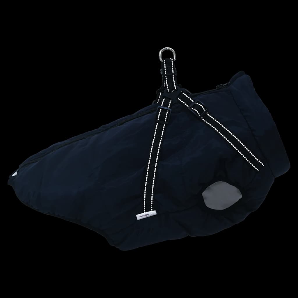 Abrigo perro con arnés impermeable reflectante L44 azul marino