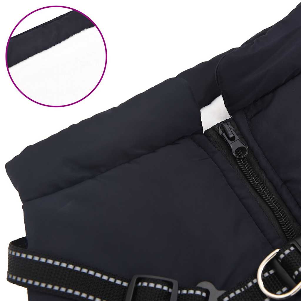 Abrigo perro con arnés impermeable reflectante L44 azul marino