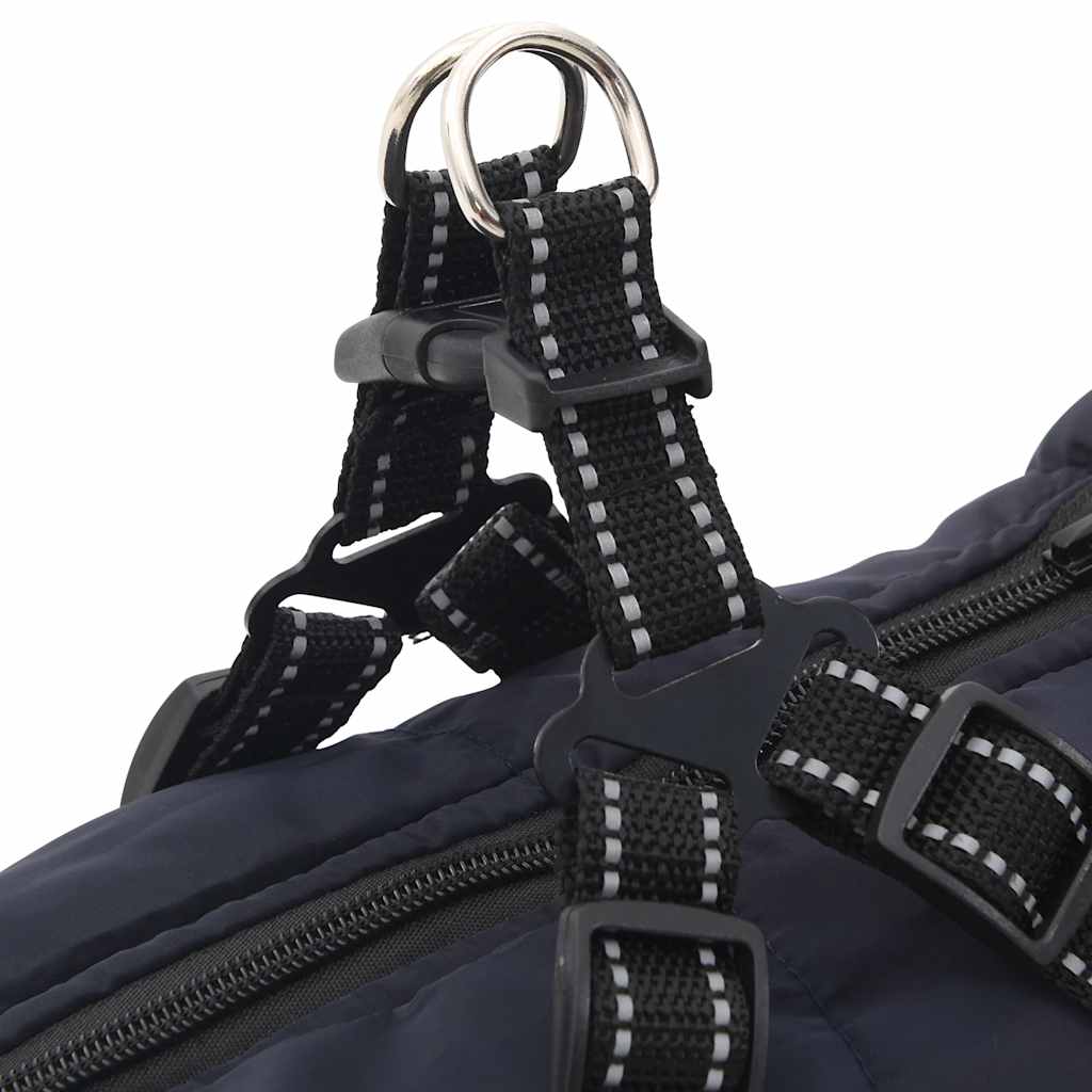 Abrigo perro con arnés impermeable reflectante L44 azul marino