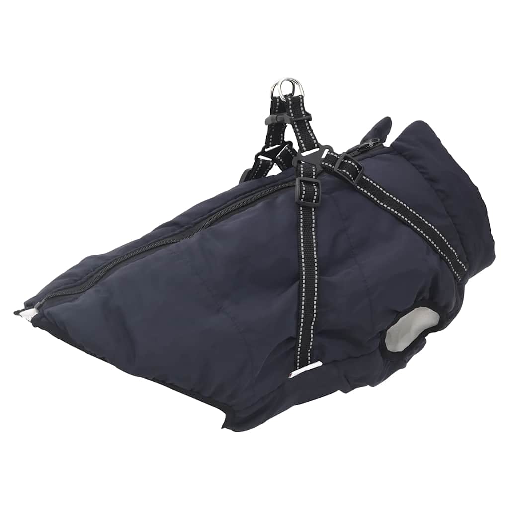Abrigo de cão com arnês impermeável refletor L44 azul marinho