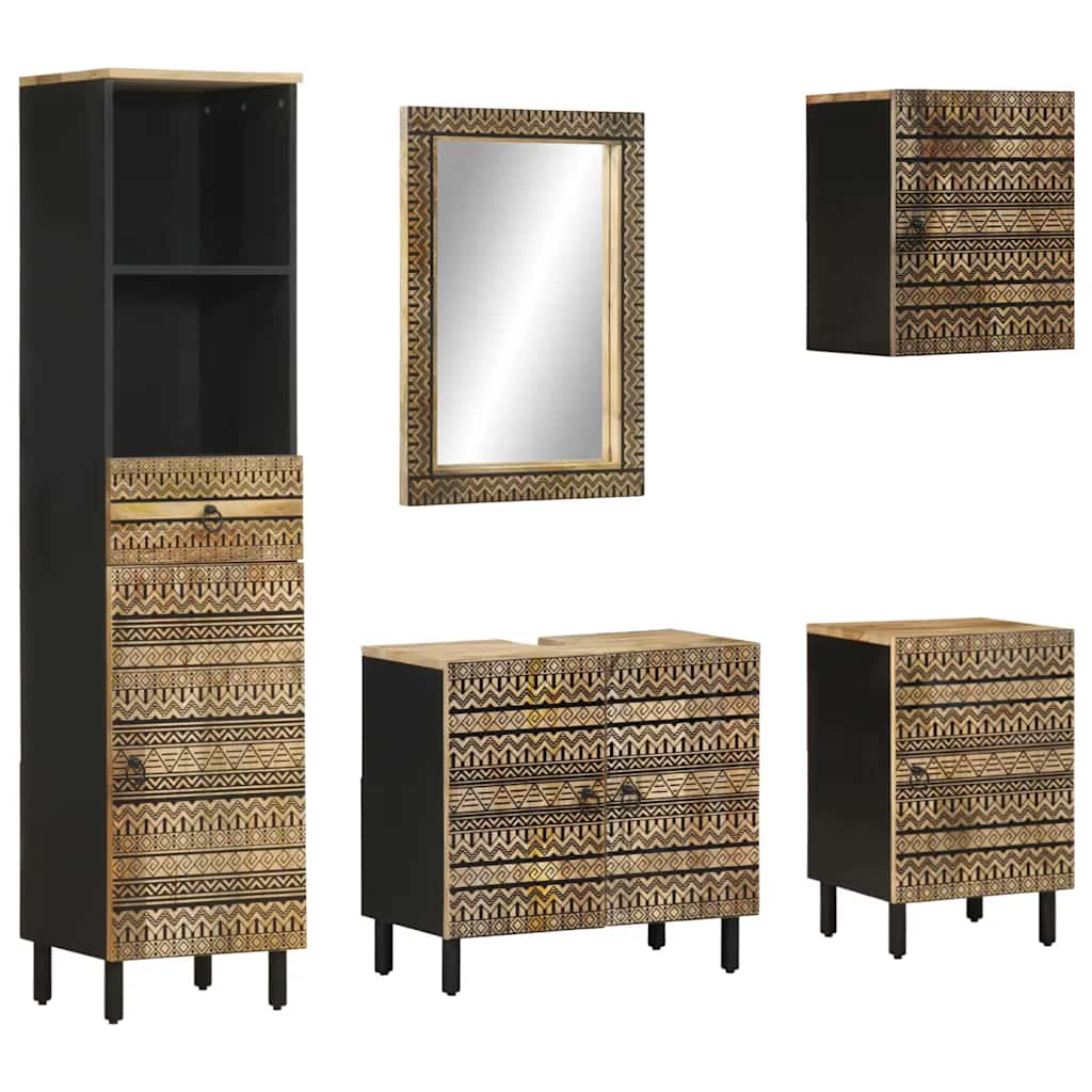 Conjunto de muebles de baño 2 piezas madera maciza de acacia