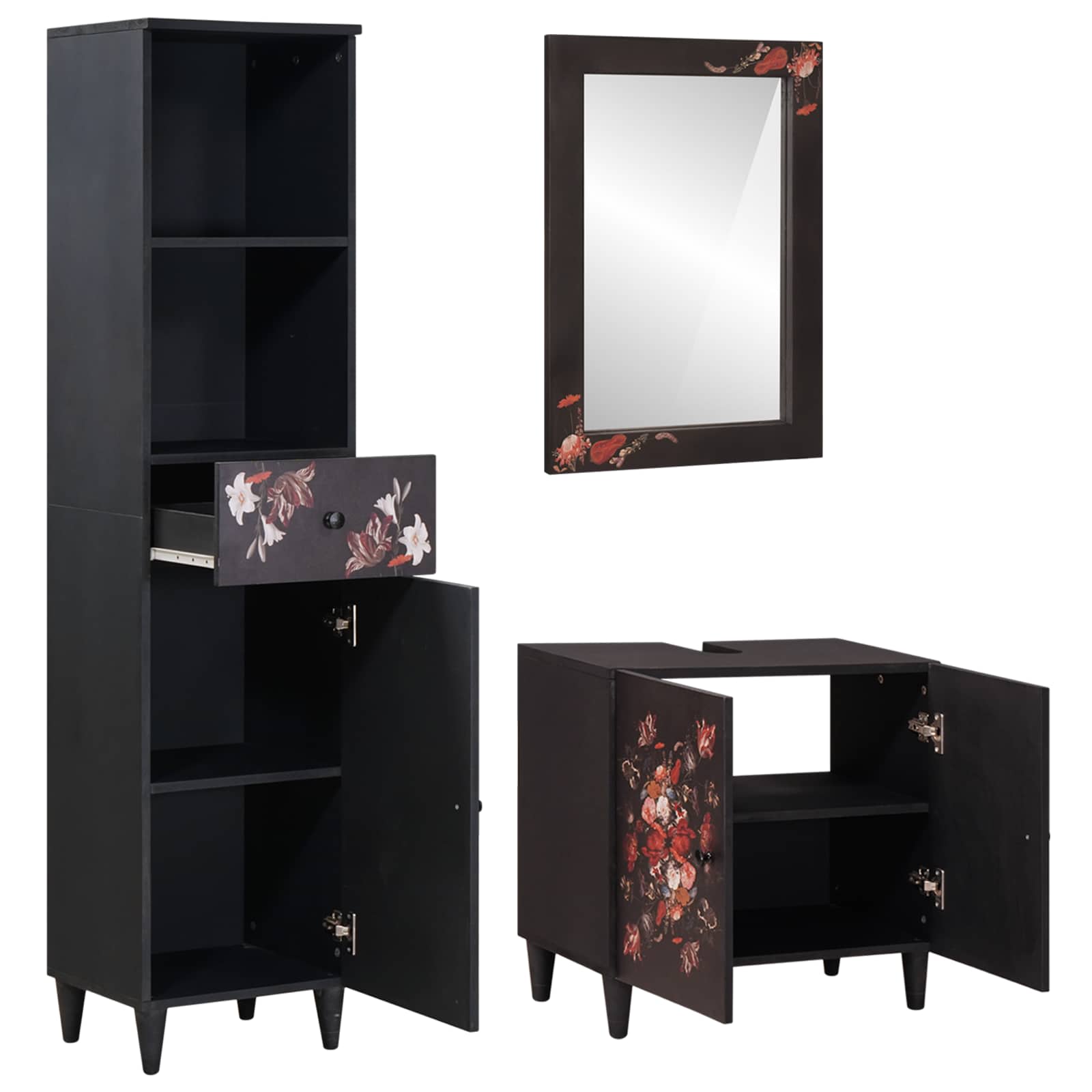 Juego de Muebles de Baño con cajón 3 pcs Madera de mango maciza
