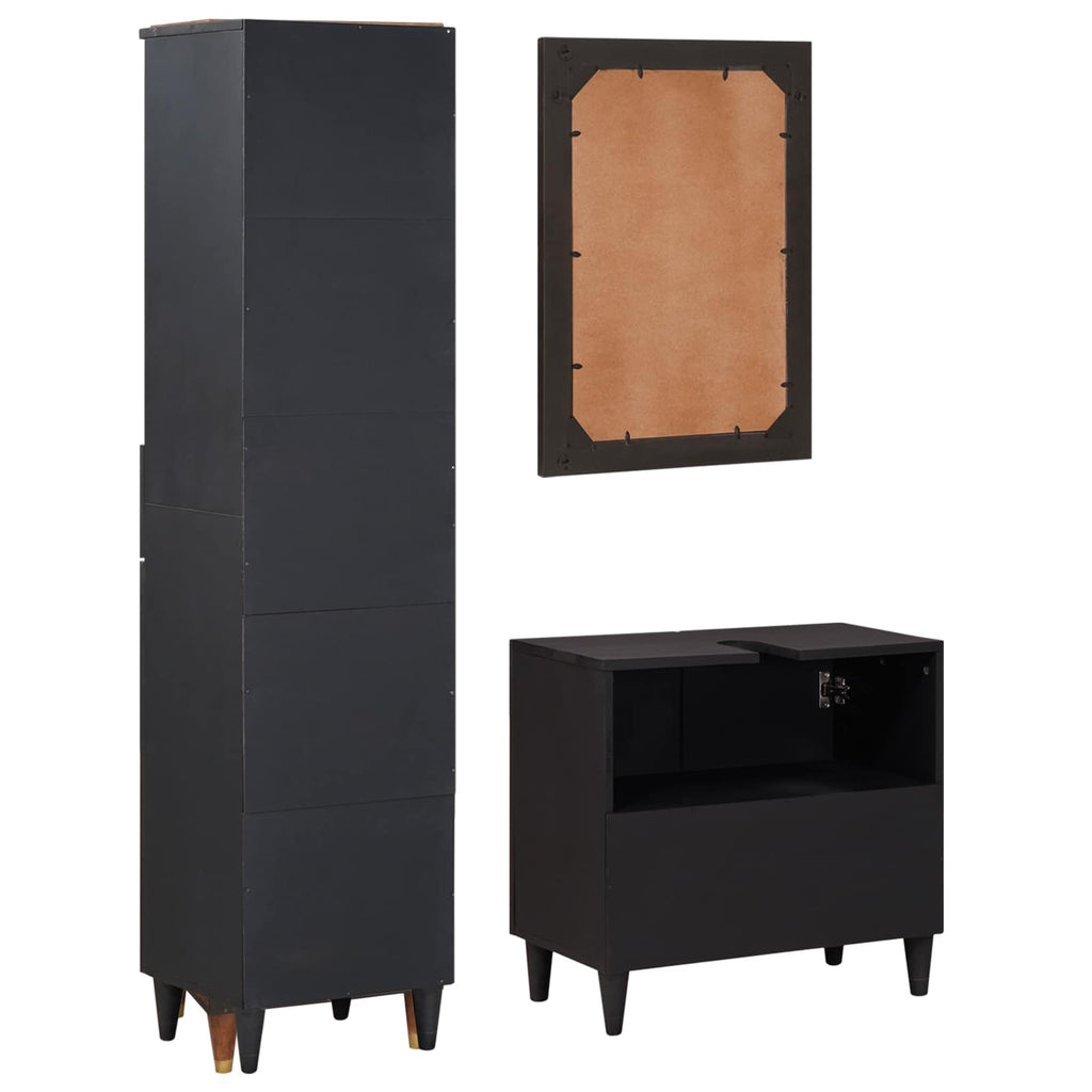 Juego de Muebles de Baño con cajón 3 pcs Madera de mango maciza