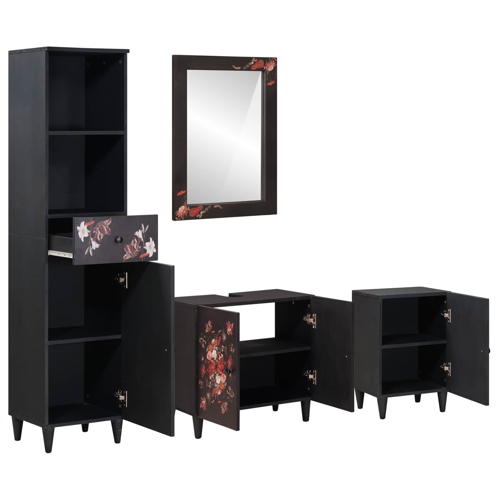 Juego de Muebles de Baño con cajón 4 pcs Madera de mango maciza