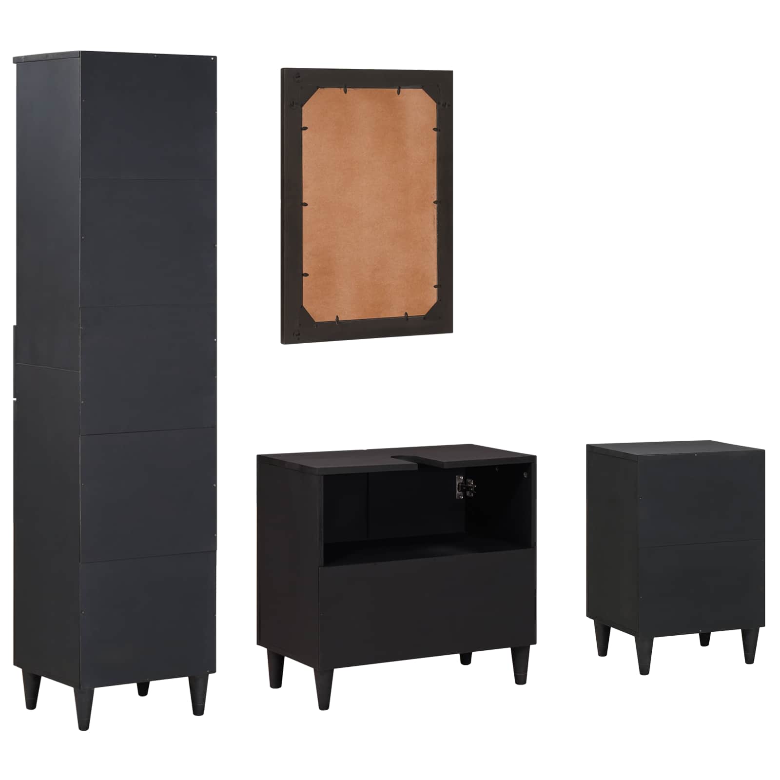Juego de Muebles de Baño con cajón 4 pcs Madera de mango maciza