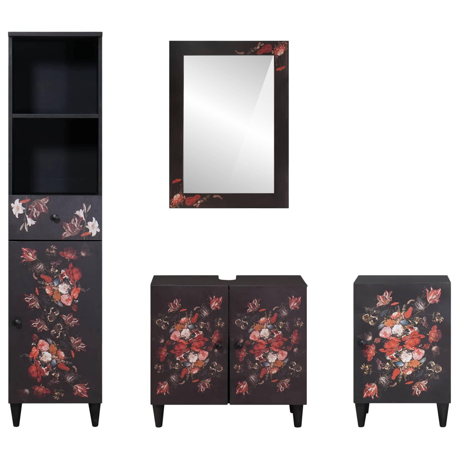 Juego de Muebles de Baño con cajón 4 pcs Madera de mango maciza