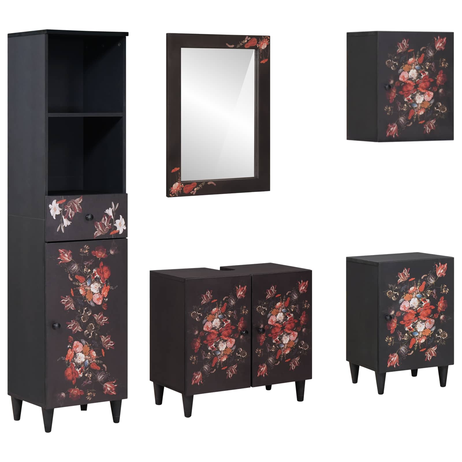 Juego de Muebles de Baño con cajón 5 pcs Madera de mango maciza