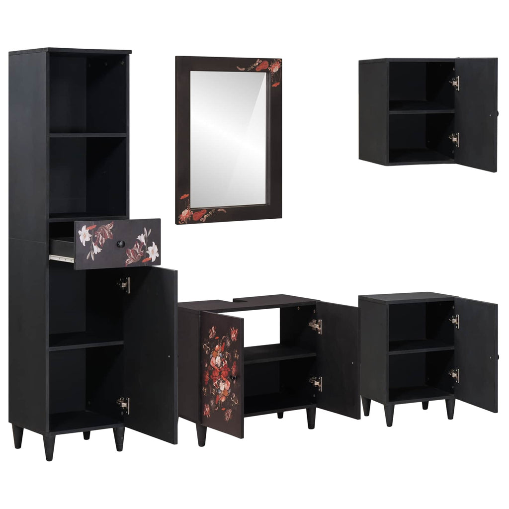 Juego de Muebles de Baño con cajón 5 pcs Madera de mango maciza