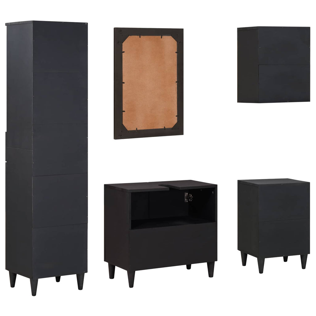 Juego de Muebles de Baño con cajón 5 pcs Madera de mango maciza