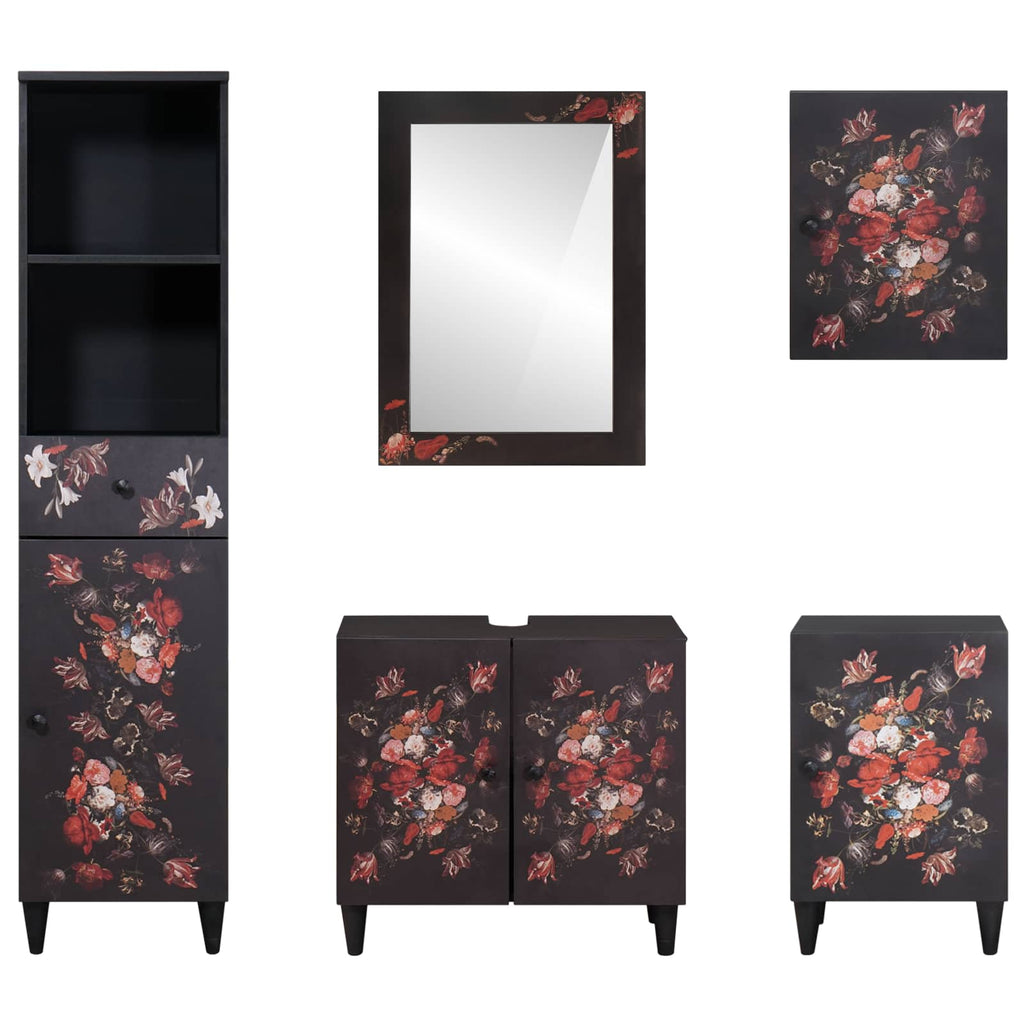 Juego de Muebles de Baño con cajón 5 pcs Madera de mango maciza