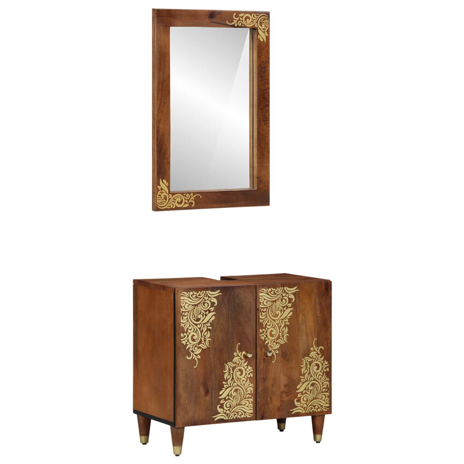 Juego de Muebles de Baño 2 pcs Gris Madera de mango maciza