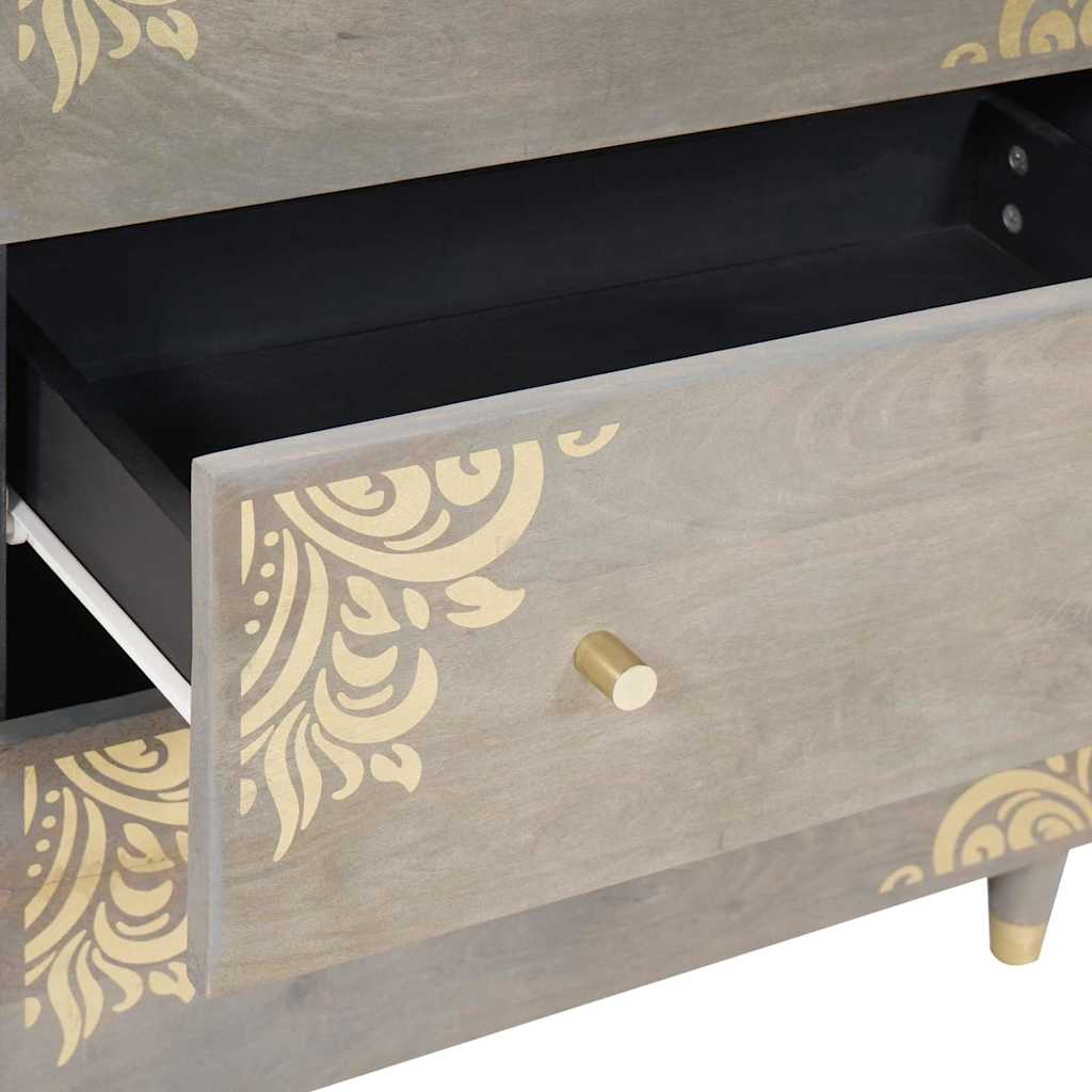 Aparador 2 pcs Gris 60 x 33 x 75 cm Madera de mango maciza