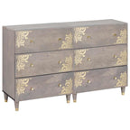 Aparador 2 pcs Gris 60 x 33 x 75 cm Madera de mango maciza