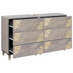 Aparador 2 pcs Gris 60 x 33 x 75 cm Madera de mango maciza