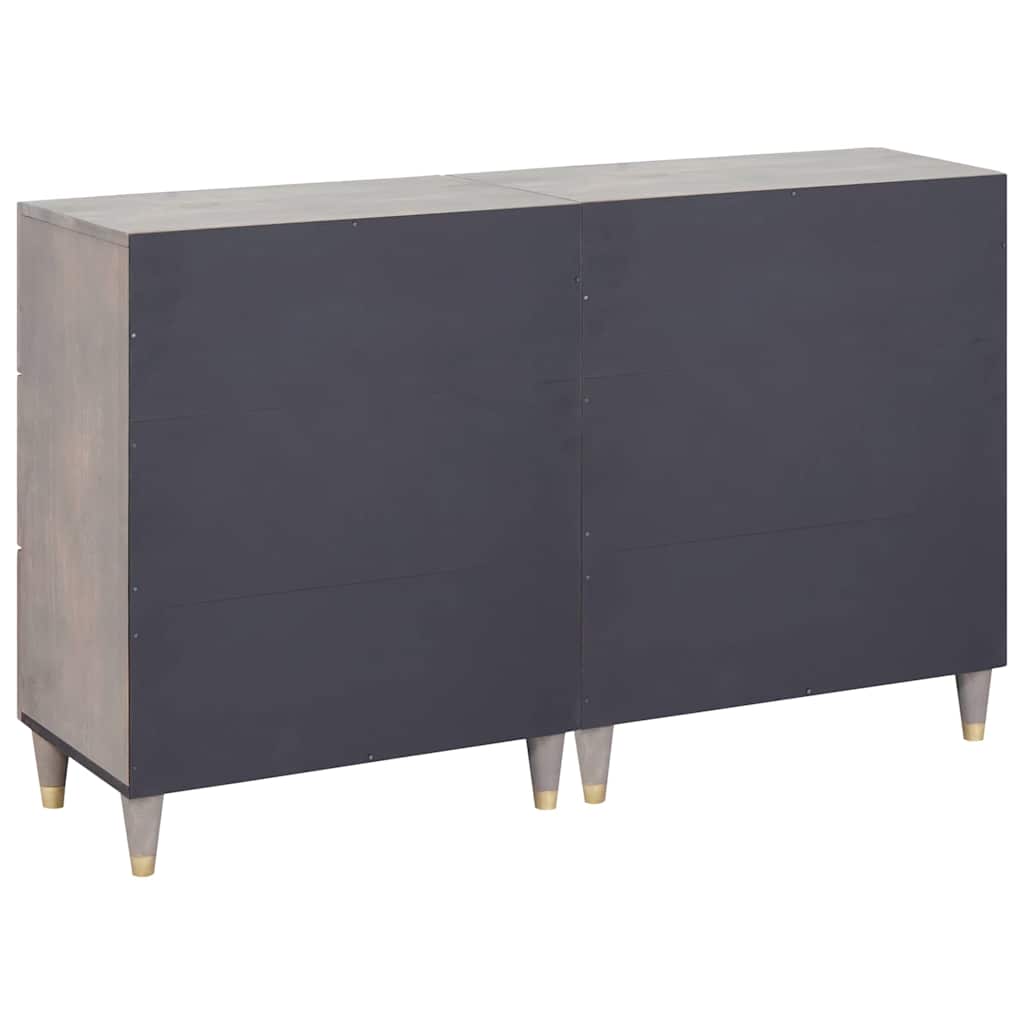 Aparador 2 pcs Gris 60 x 33 x 75 cm Madera de mango maciza