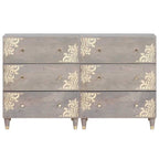 Aparador 2 pcs Gris 60 x 33 x 75 cm Madera de mango maciza
