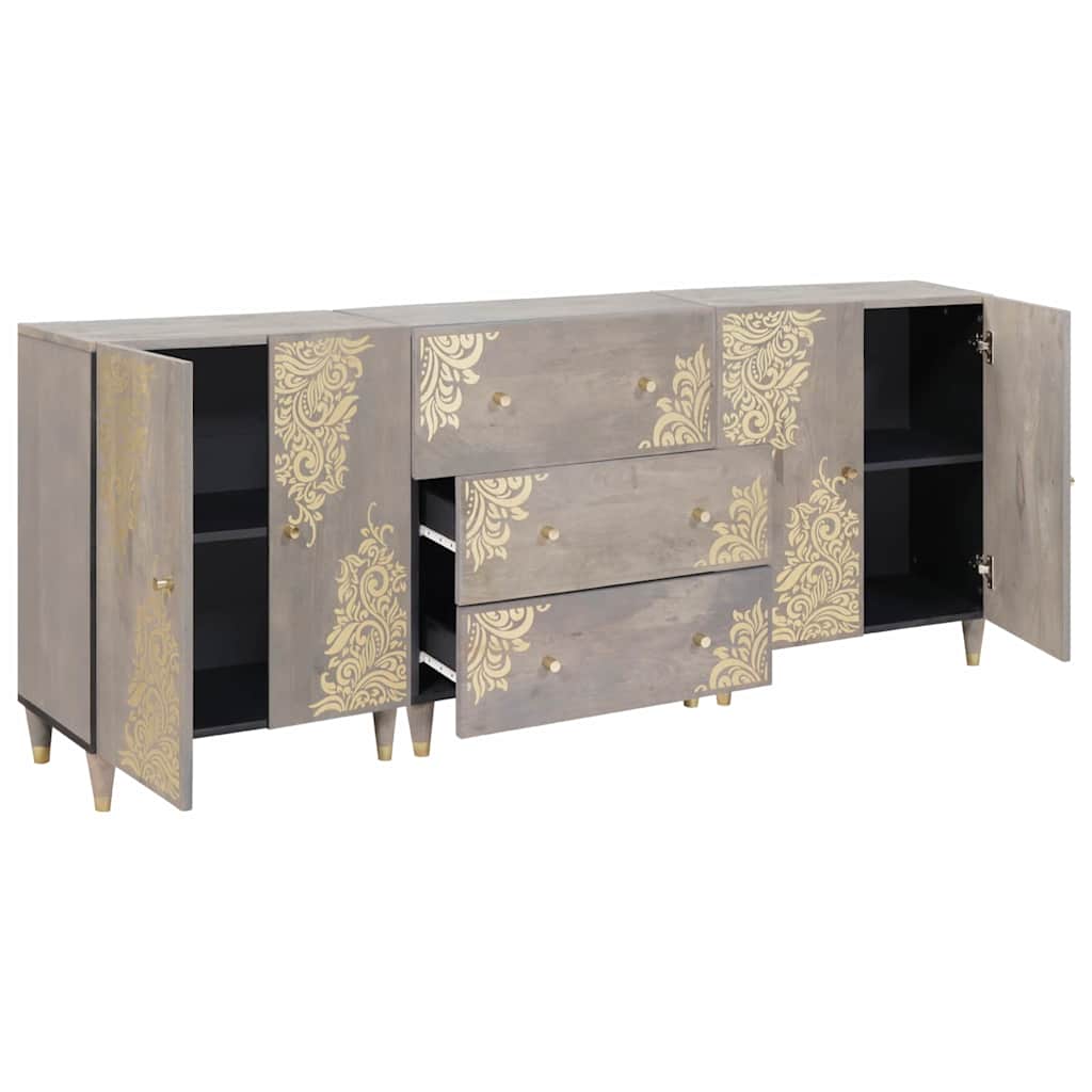 Juego de Muebles de Baño 3 pcs Gris y dorado 180 x 33 x 75 cm