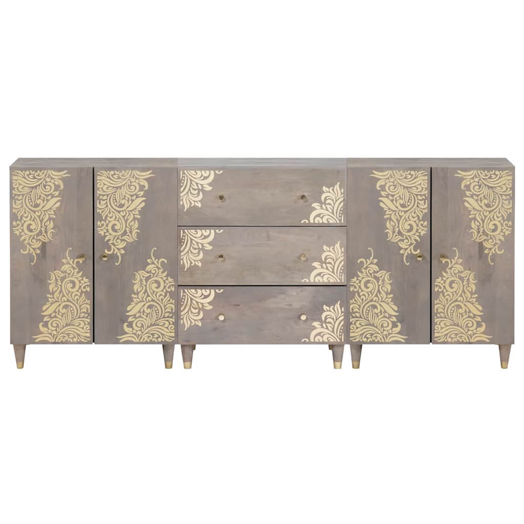 Juego de Muebles de Baño 3 pcs Gris y dorado 180 x 33 x 75 cm