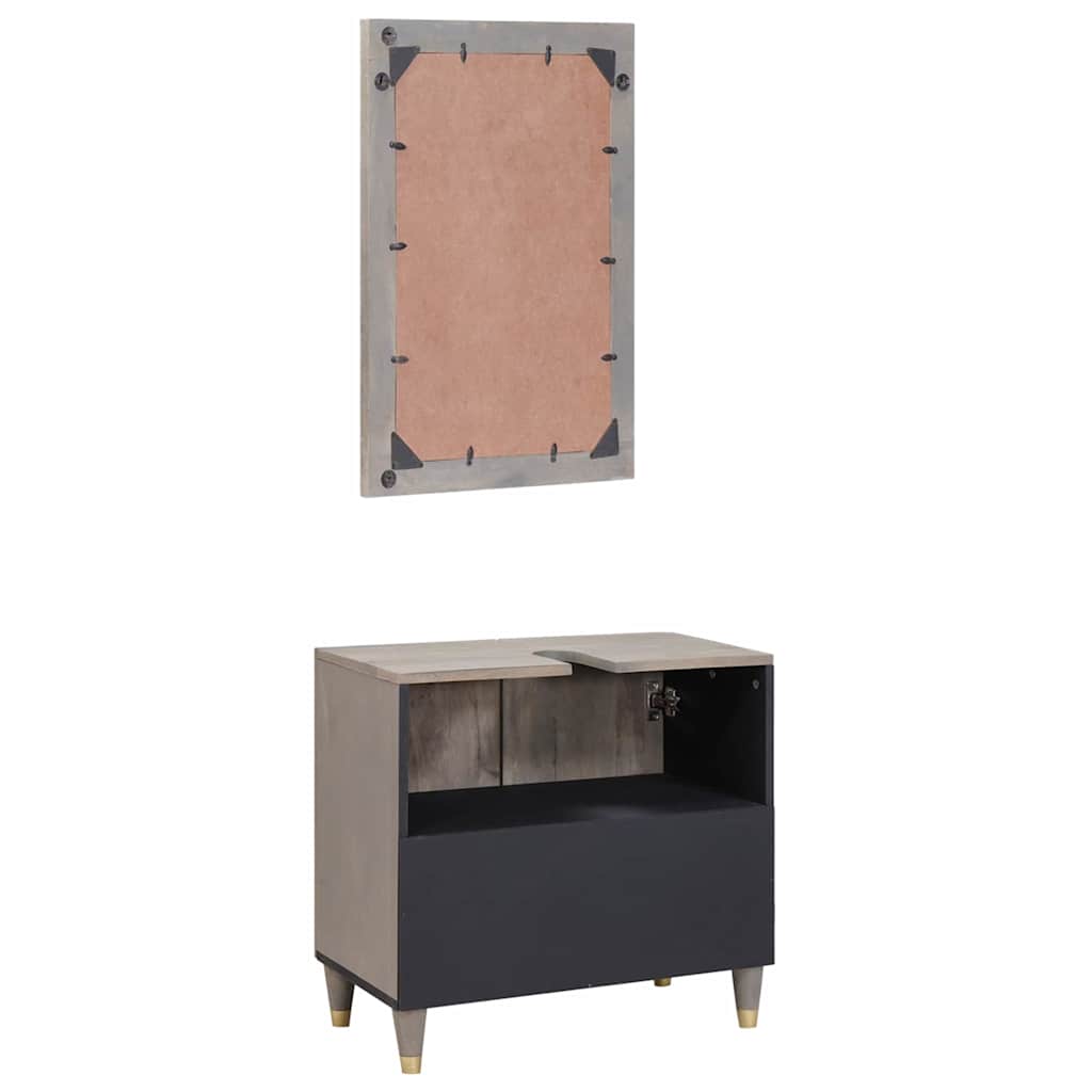 Juego de Muebles de Baño 2 pcs Gris Madera de mango maciza