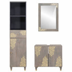 Juego de Muebles de Baño 3 pcs Gris Madera de mango maciza