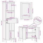 Juego de Muebles de Baño 3 pcs Gris Madera de mango maciza