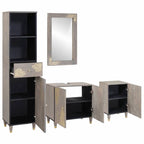 Juego de Muebles de Baño 4 pcs Gris Madera de mango maciza