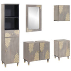Juego de Muebles de Baño 5 pcs Gris Madera de mango maciza