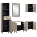 Juego de Muebles de Baño 5 pcs Gris Madera de mango maciza