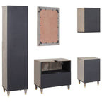 Juego de Muebles de Baño 5 pcs Gris Madera de mango maciza