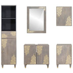 Juego de Muebles de Baño 5 pcs Gris Madera de mango maciza