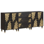 Juego de Muebles de Baño con cajón 3 pcs Negro 180 x 33 x 75 cm