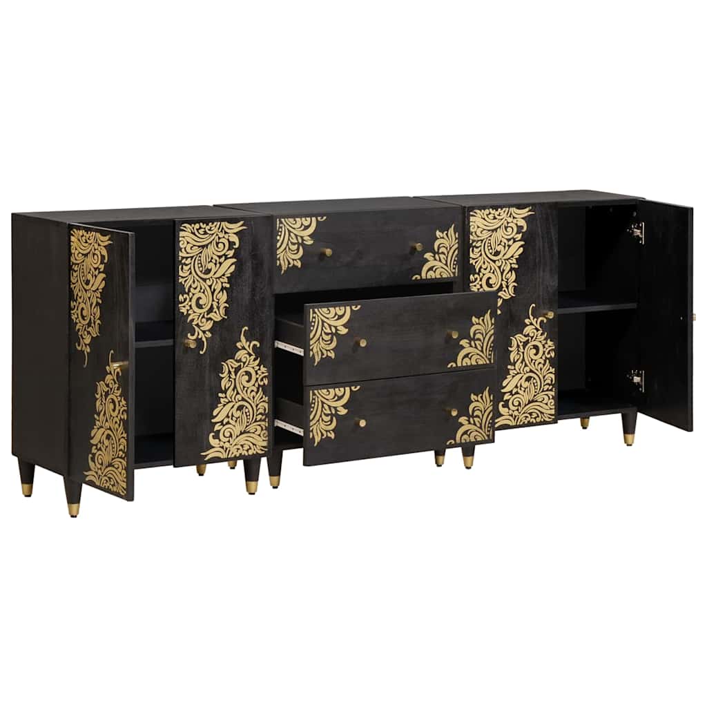 Juego de Muebles de Baño con cajón 3 pcs Negro 180 x 33 x 75 cm