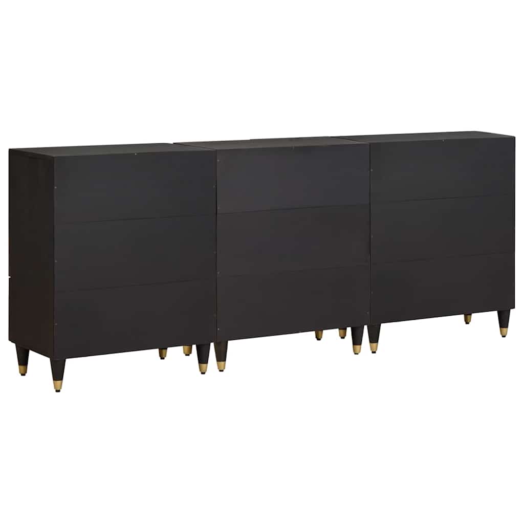 Juego de Muebles de Baño con cajón 3 pcs Negro 180 x 33 x 75 cm