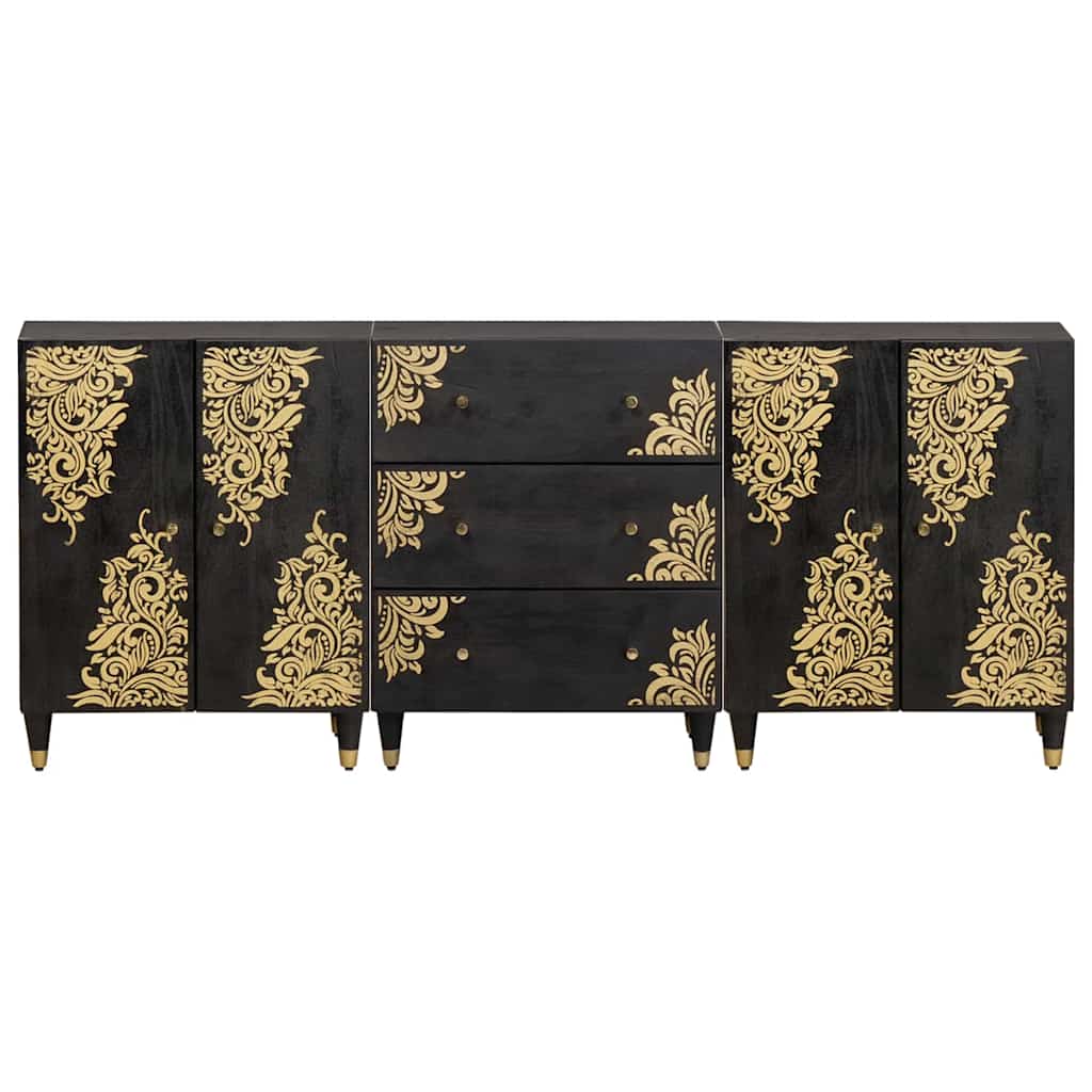 Juego de Muebles de Baño con cajón 3 pcs Negro 180 x 33 x 75 cm