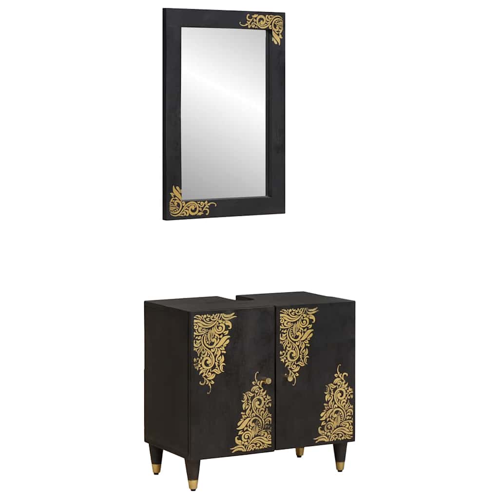 Juego de Muebles de Baño 2 pcs Gris Madera de mango maciza