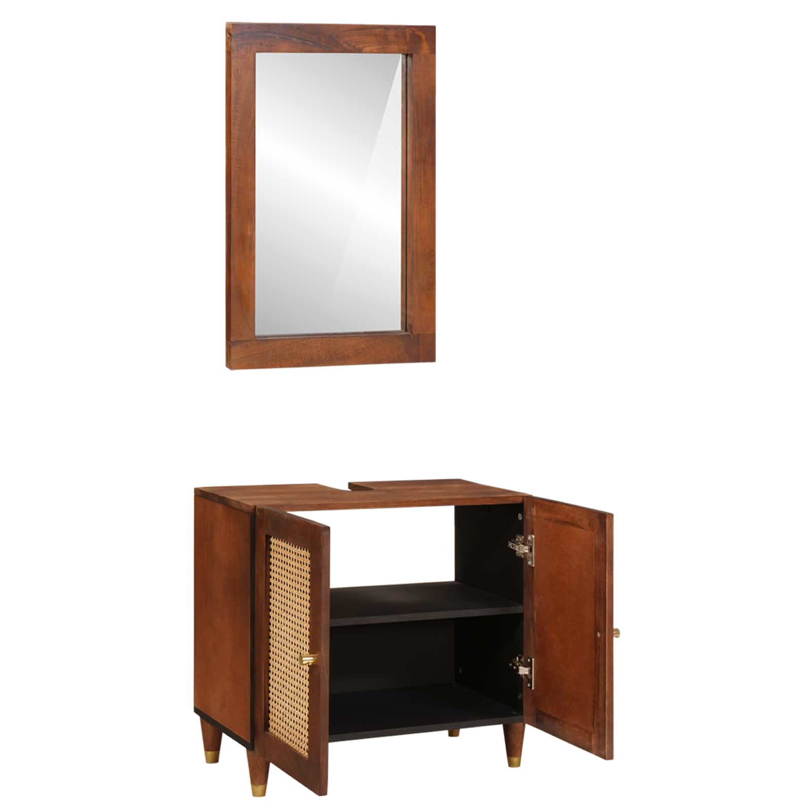 Mueble de Cuarto de Baño con estante 2 pcs Negro y dorado